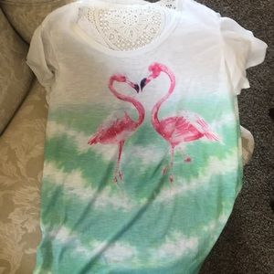 Blouse, with a flamingo on it